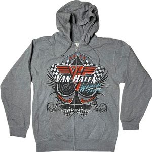 NWOT Van Halen World Tour 2012 Full Zip Graphic Hoodie Sweatshirt Grey Unisex M